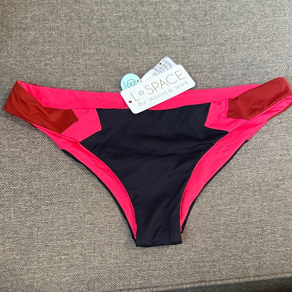 L*Space Vibrant Pink and Black Bikini Bottom